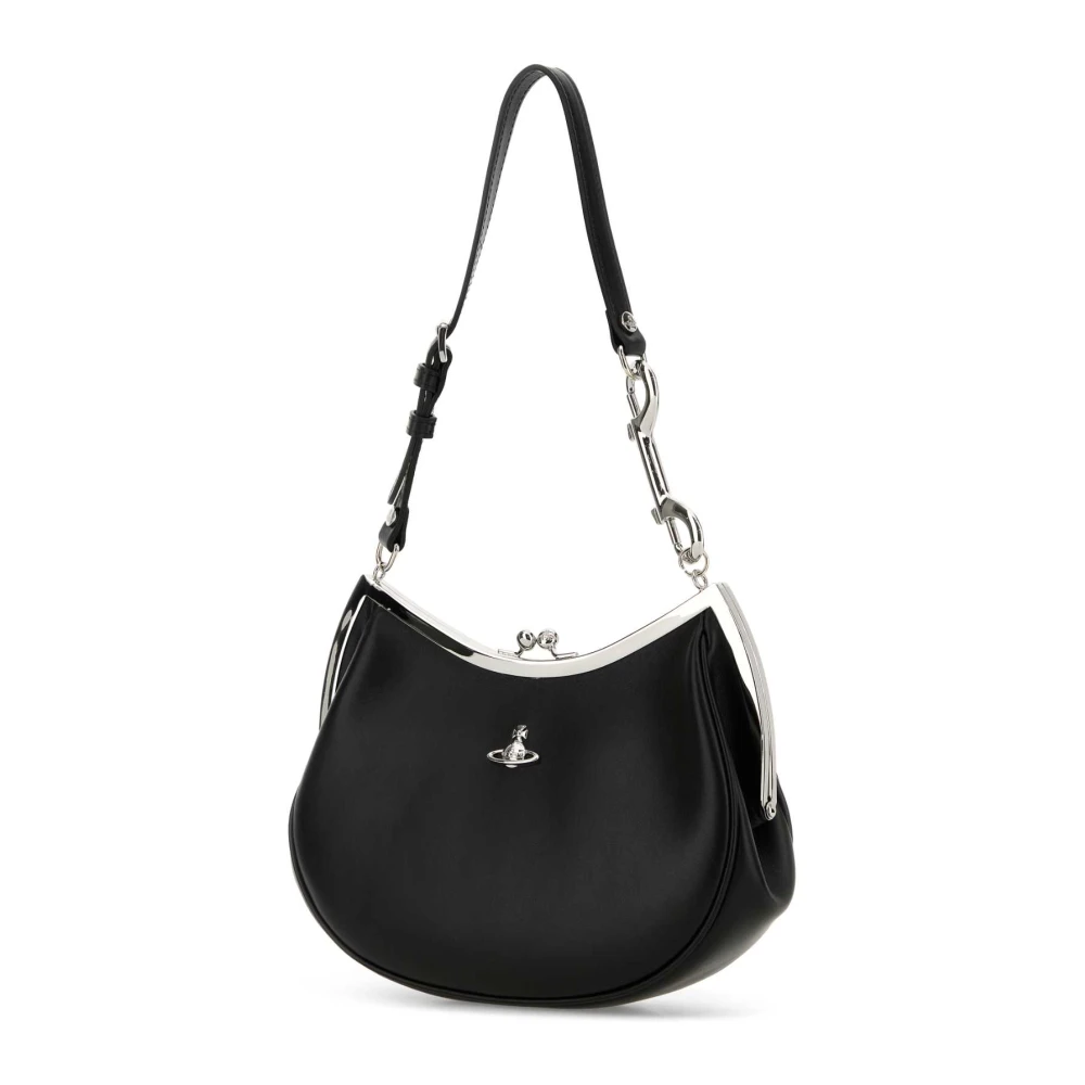 Vivienne Westwood Charm Frame Schoudertas van Zwart Leer Black Dames