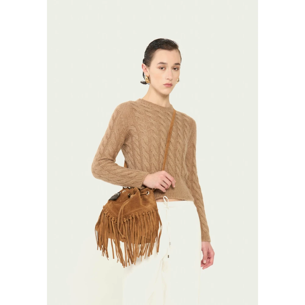 Vicario Cinque Mohair Ronde Hals Trui Brown Dames