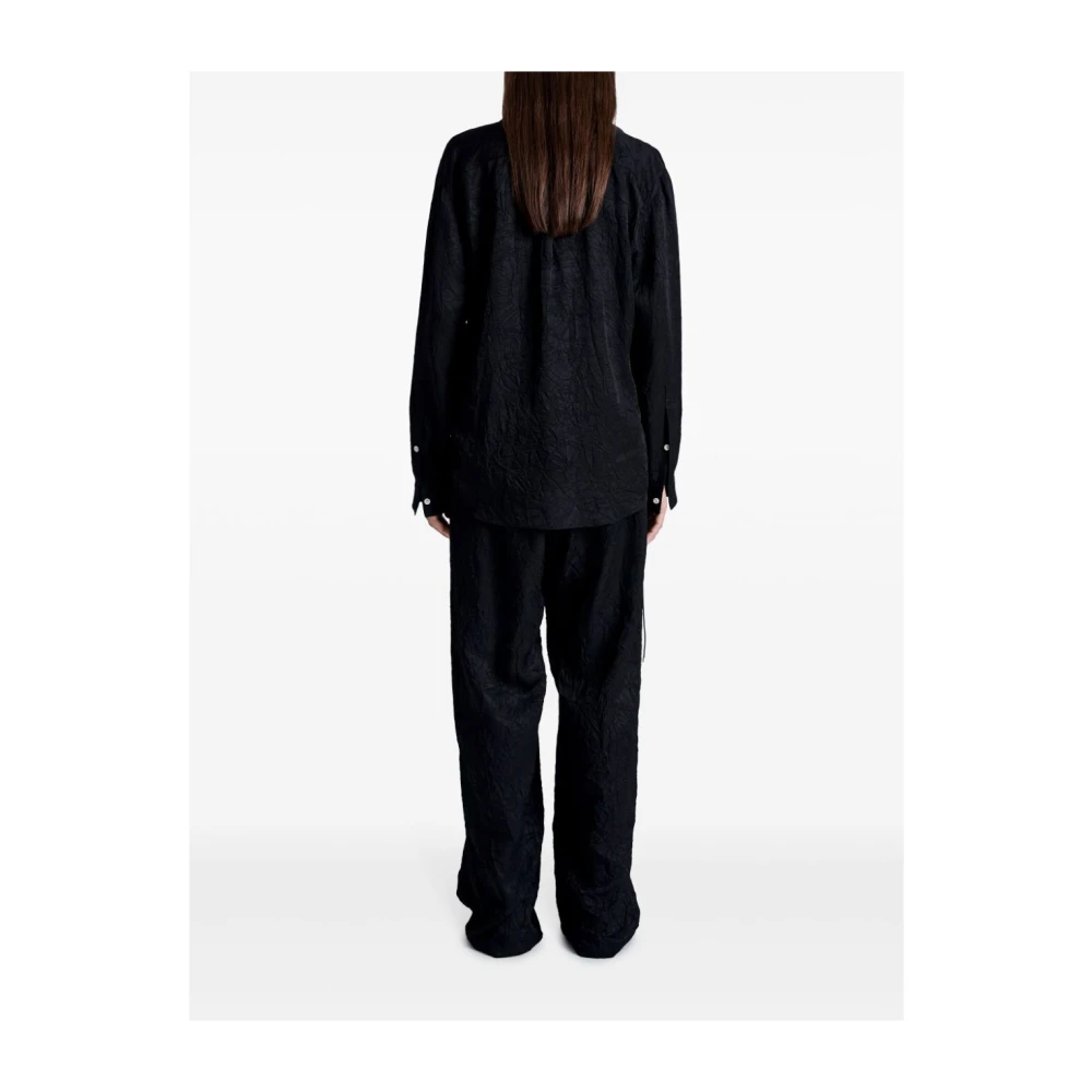 Proenza Schouler Relaxte Gekreukte Overhemd met Omslagkraag Black Dames
