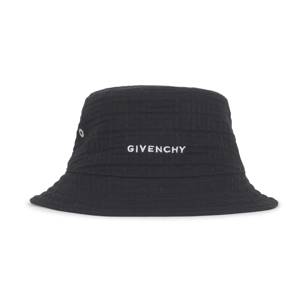 Givenchy Zwarte Denim Bucket Hoed met 4G Patroon Black Heren