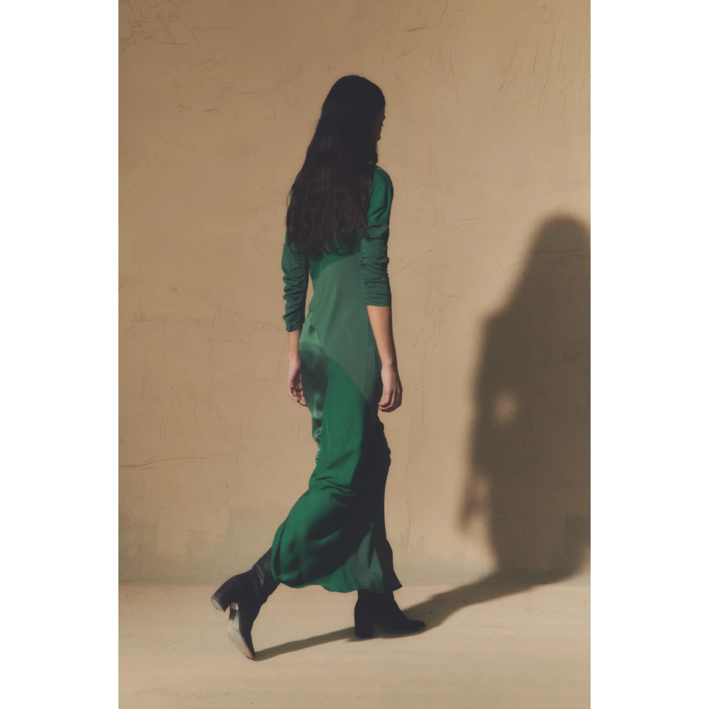 Cortana Collage lang patchwork groene jurk Green Dames