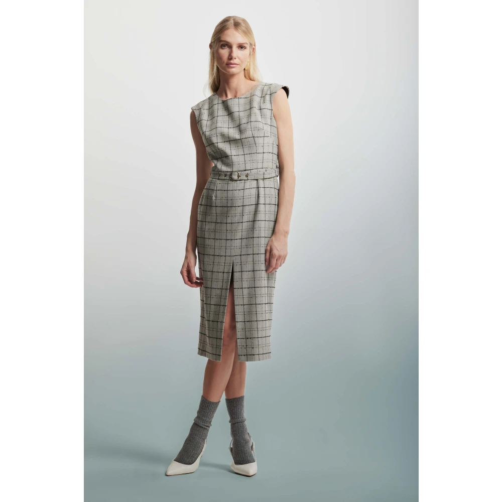 Kocca Gestreepte jurk met split en riem Multicolor Dames
