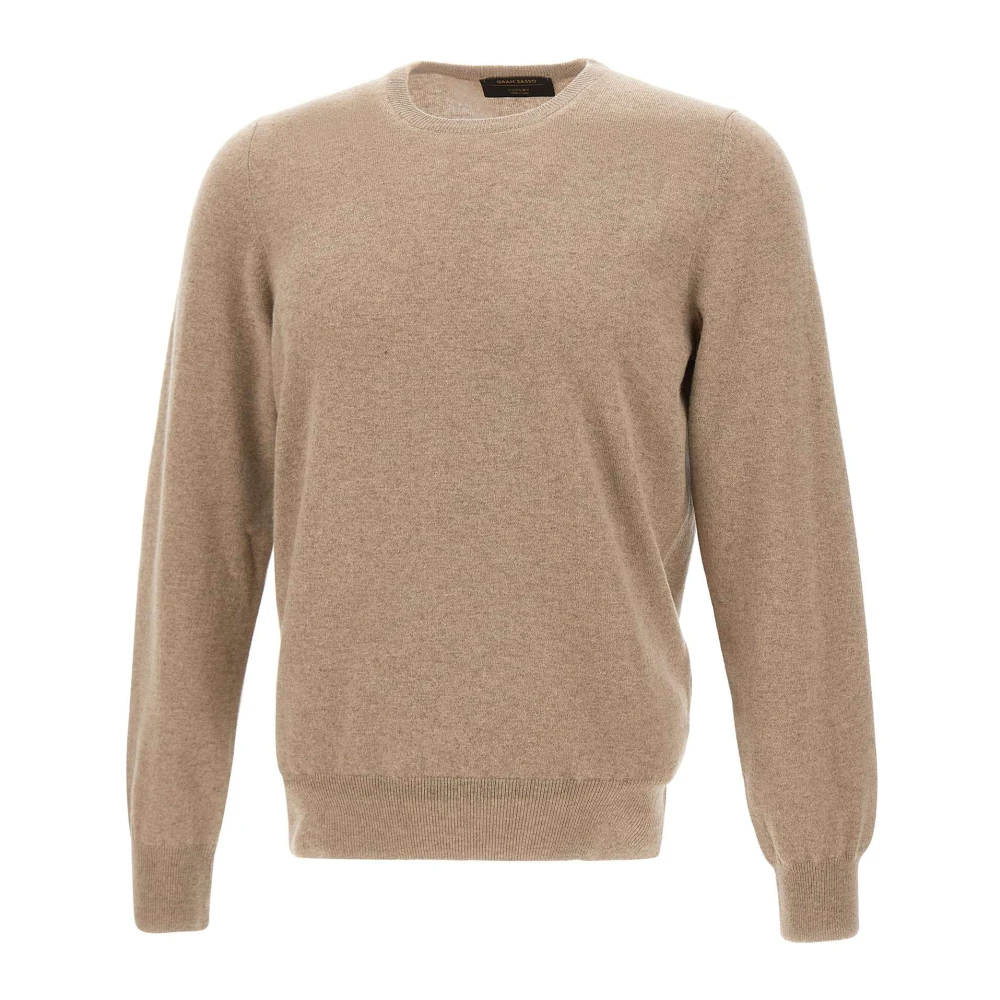 Gran Sasso Herr Beige Stickade Tröjor L, Rundhalsad Tröja