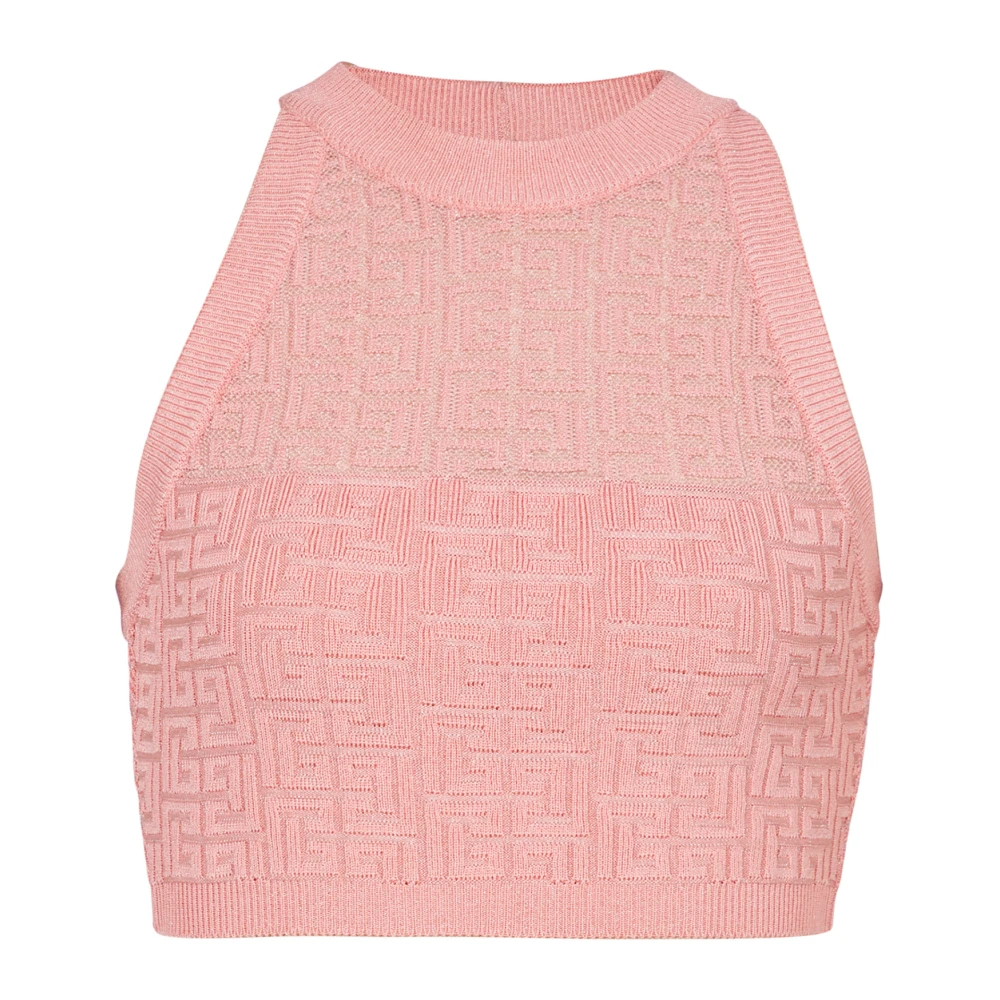Balmain Mujer Rosado - Pb Labyrinth Knit Top - Knitwear - Rosa - Xs - Pb Labyrinth Knit Top