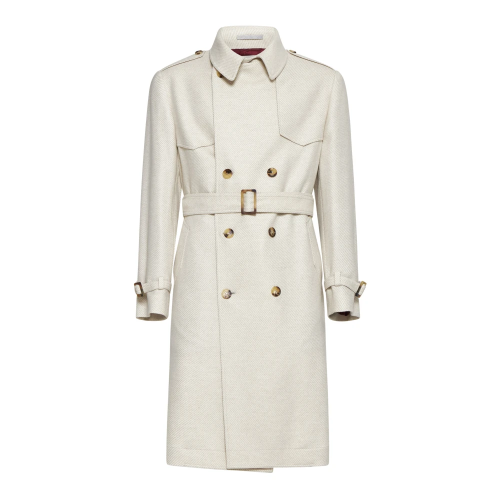 BRUNELLO CUCINELLI Beige Wolmix Trenchcoat Beige Heren
