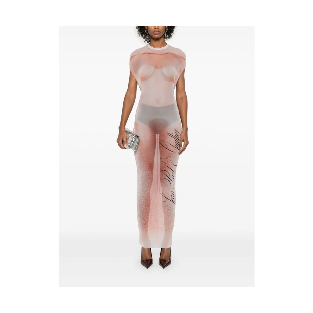 Jean Paul Gaultier Blush Pink Logo Print Jurk Pink Dames
