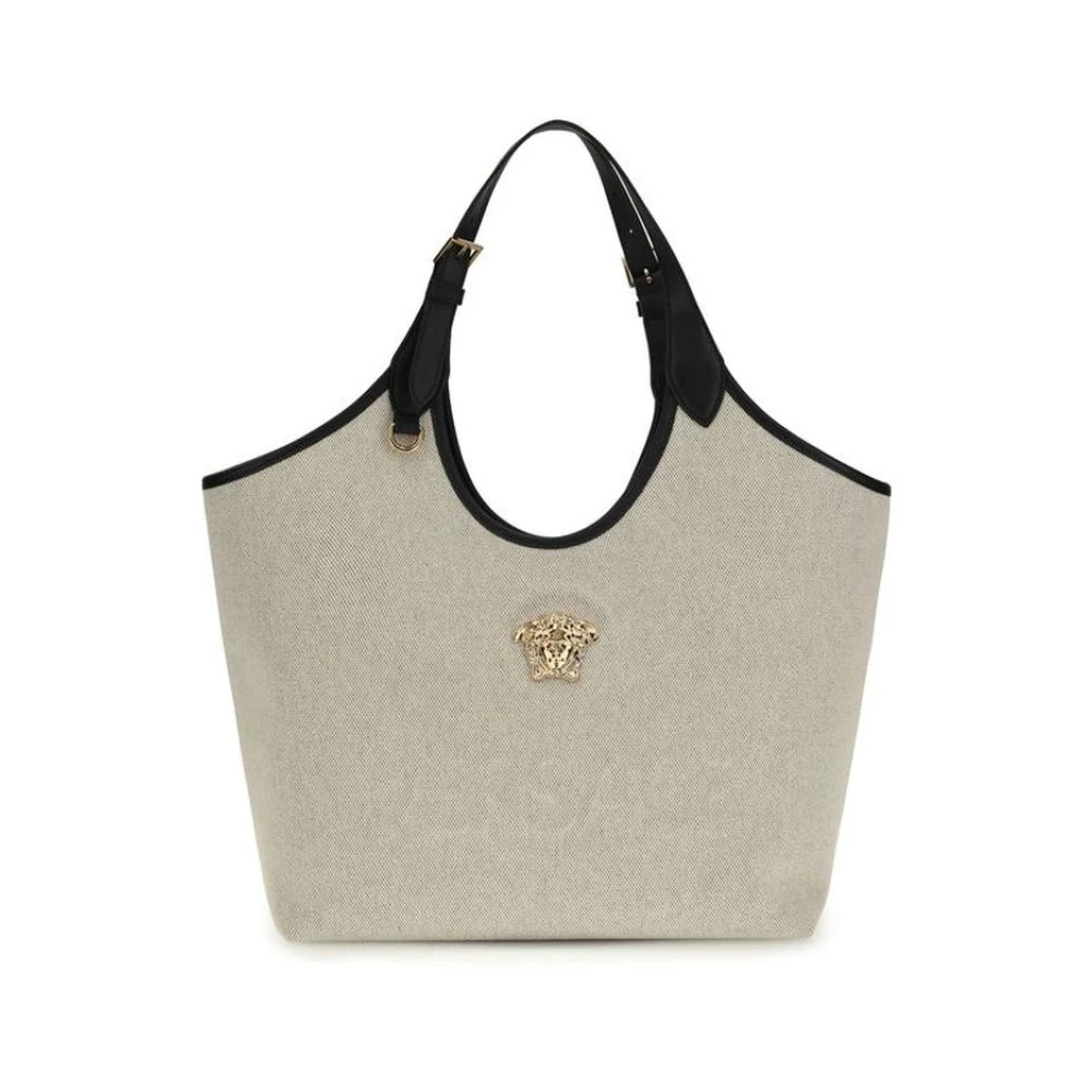 Versace La Medusa Canvas Tote - Female - Shopping Bags - Beige - One Size - Bags - Image 3