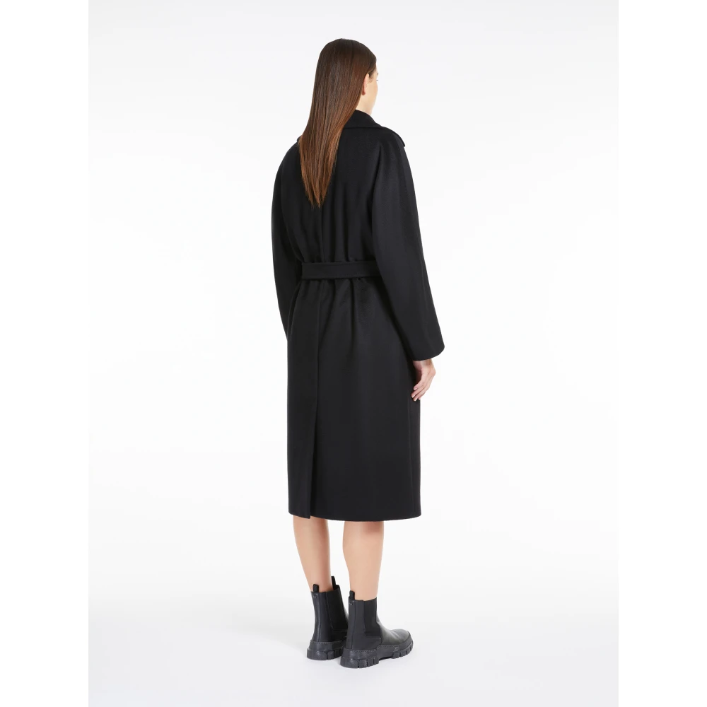 Max Mara Weekend Zwarte wollen double-breasted jas Black Dames