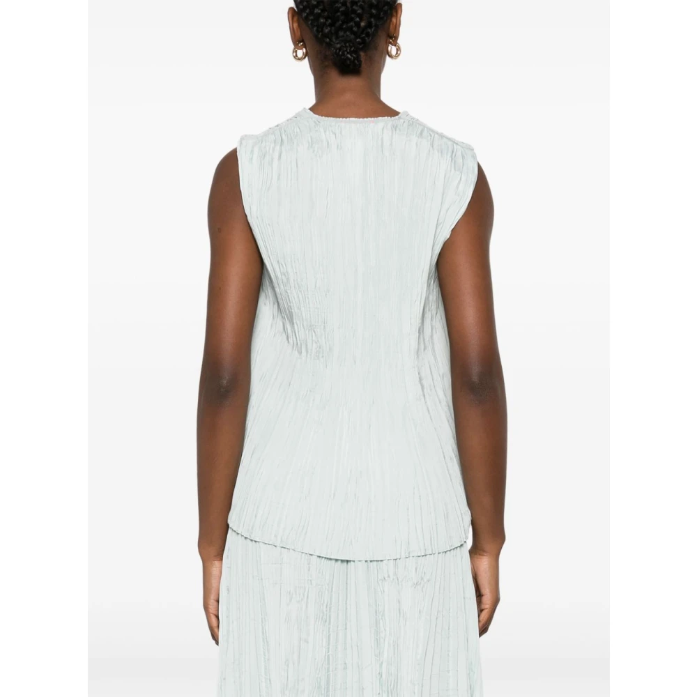 Forte Blauwe mouwloze top met V-hals Blue Dames