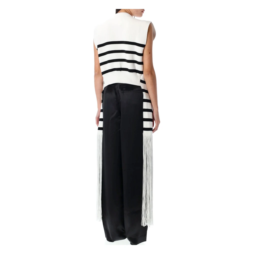 Jean Paul Gaultier Gefranjerde Gestreepte Marinière Top White Dames