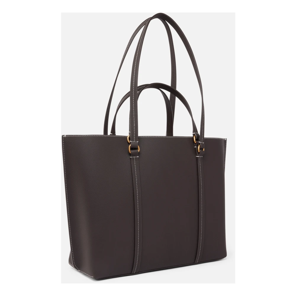 pinko Leren Shopper Tas met Bedel Brown Dames