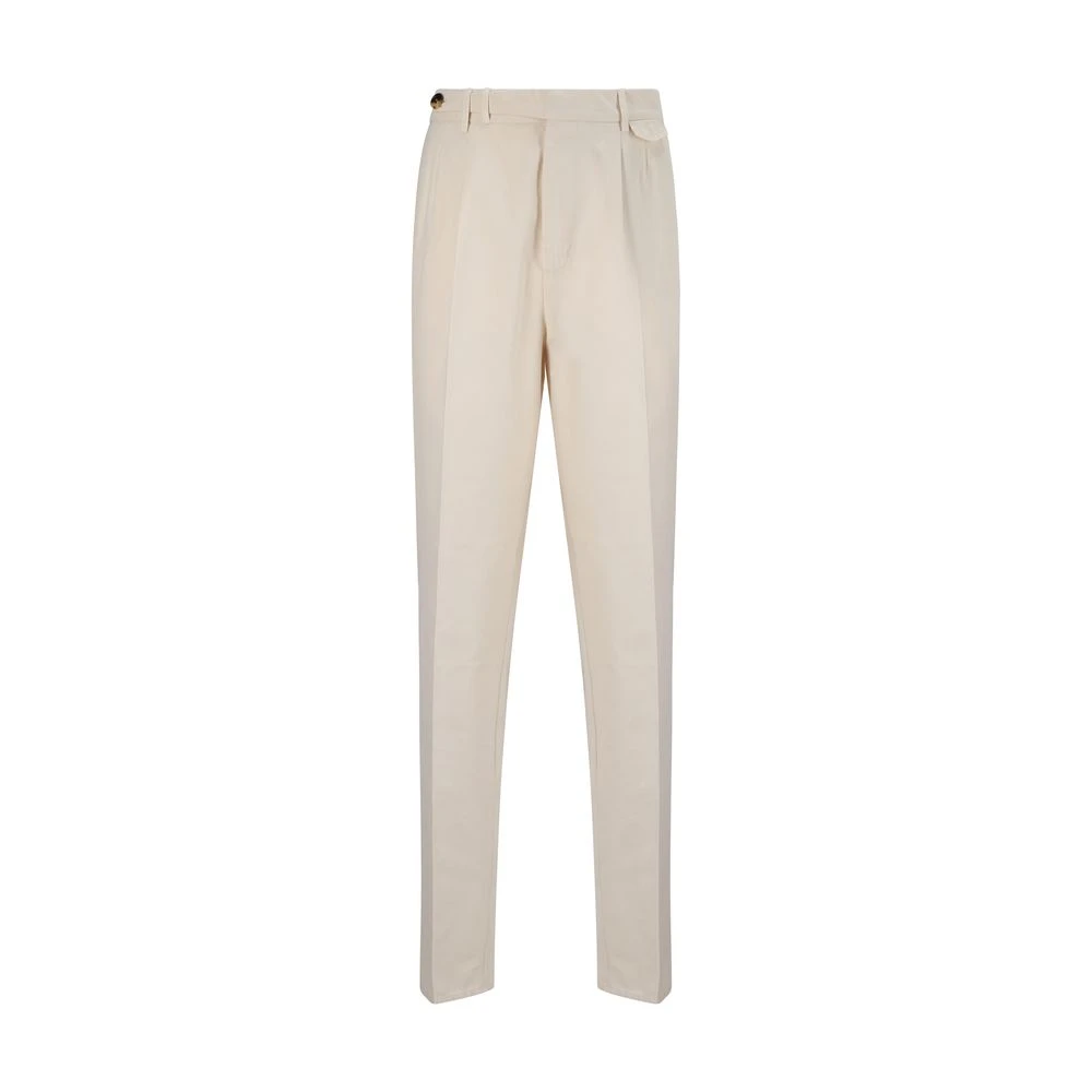 BRUNELLO CUCINELLI Geverfde katoenen broek met zakken Beige Heren