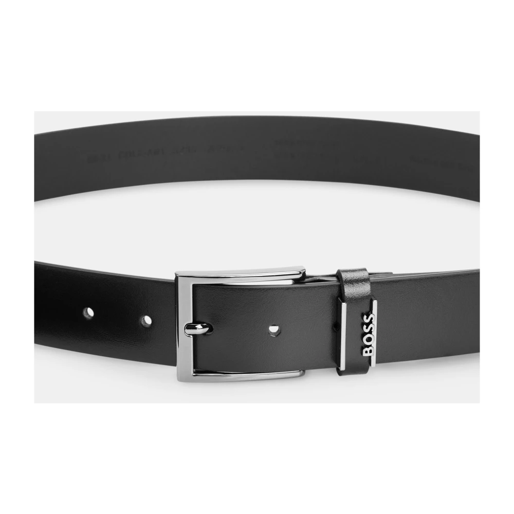 Boss Italiaans Leren Riem met Metalen Logo Black Heren
