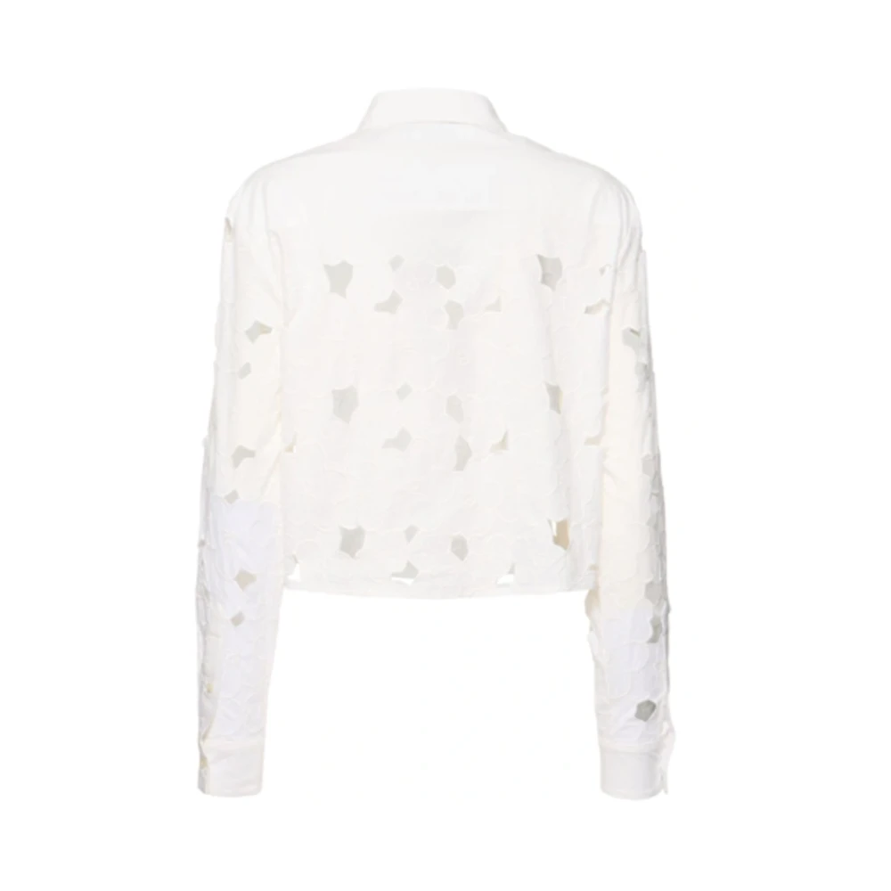 Msgm Witte Overhemd met Lange Mouwen en Italiaanse Kraag White Dames
