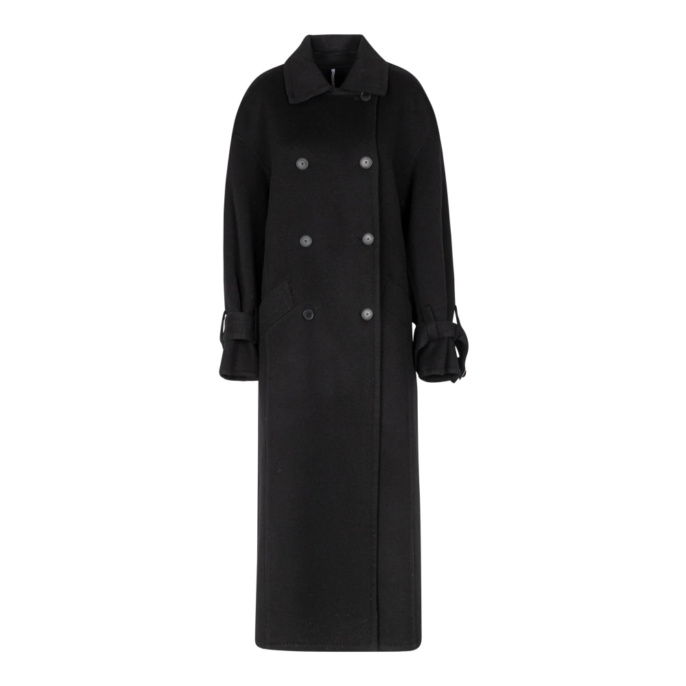 Liviana Conti Dubbelbreasted wollen jas met pieklapel Black Dames