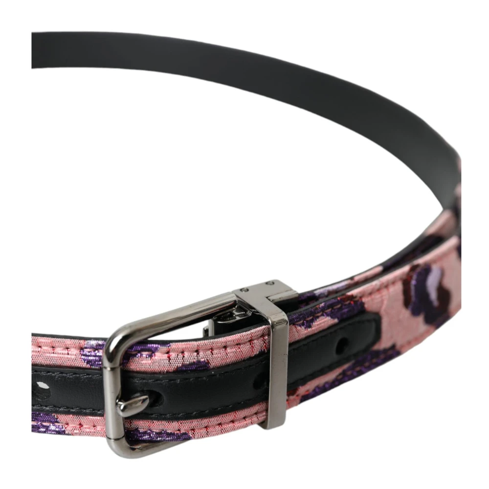 Dolce & Gabbana Multicolor Jacquard Leren Riem Multicolor Heren