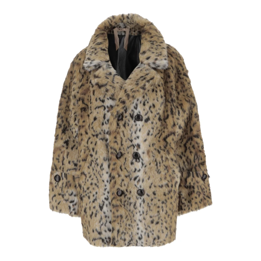 N21 Luipaard nepbont kort jas Brown Dames
