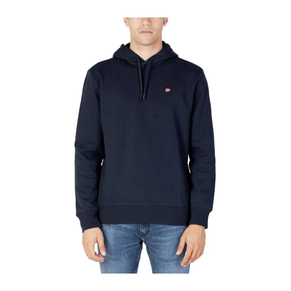 Napapijri Stretch Bomull Hoodie Tröja Höst/Vinter Kollektion Blue, Herr