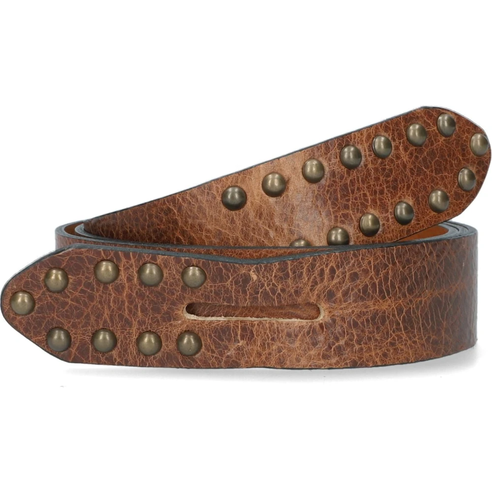 Legend Stijlvol Cognac Leren Riem met Gouden Studs Brown Dames