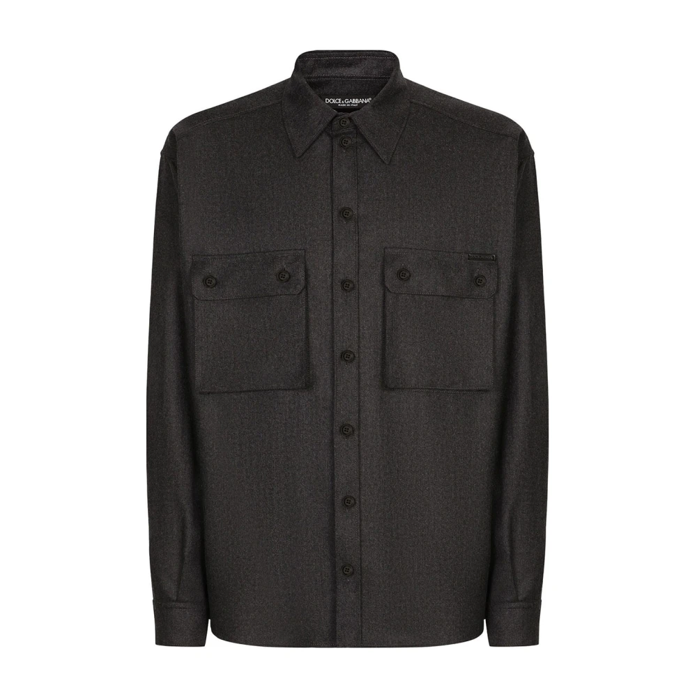 Dolce & Gabbana Casual Katoenen Overhemd Gray Heren