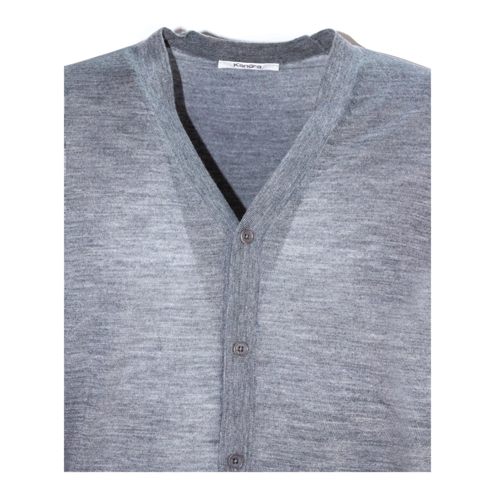 Kangra Grijze wollen vest met knoopsluiting Gray Heren