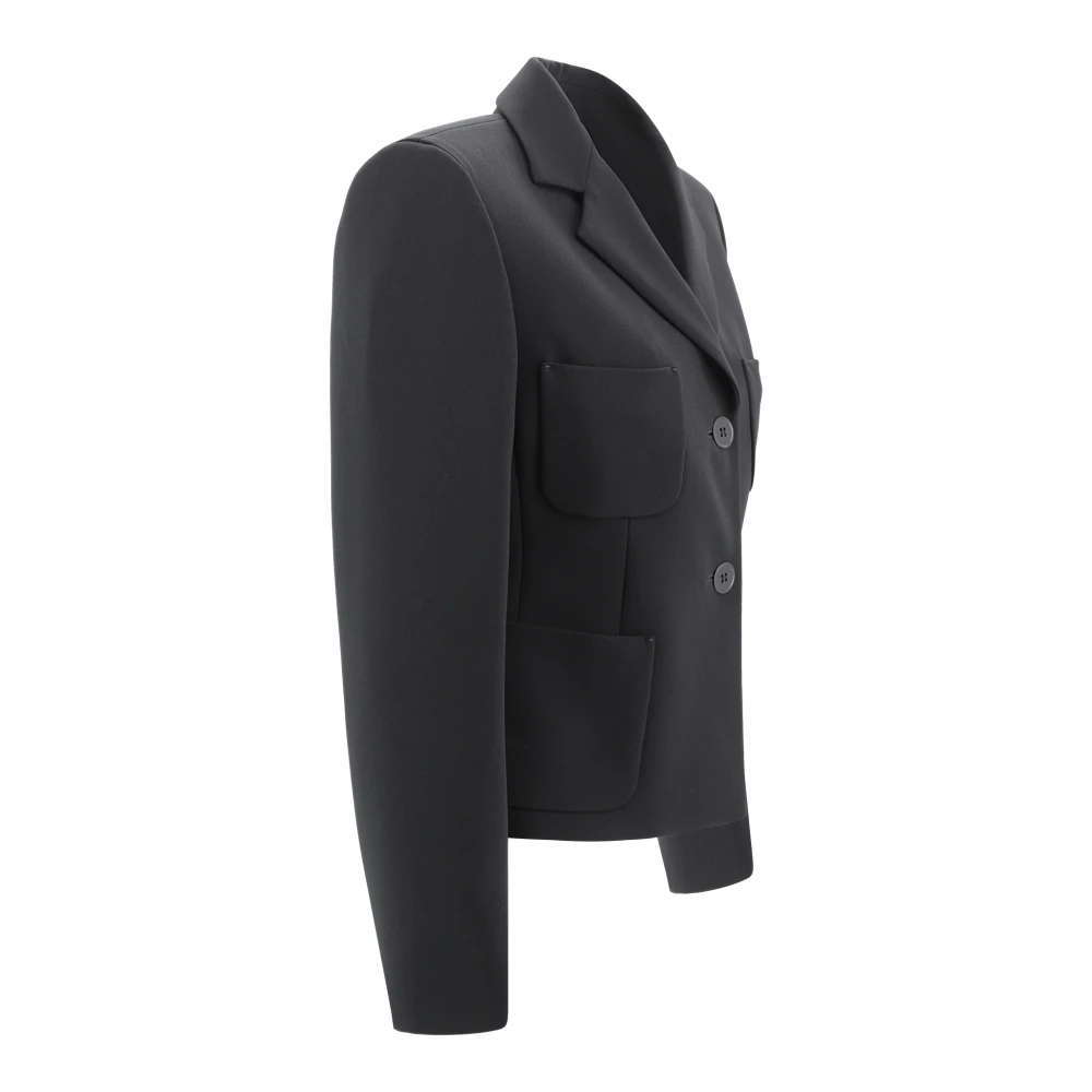 Max Mara Studio Blauwe Box Jas met Zakken Blue Dames