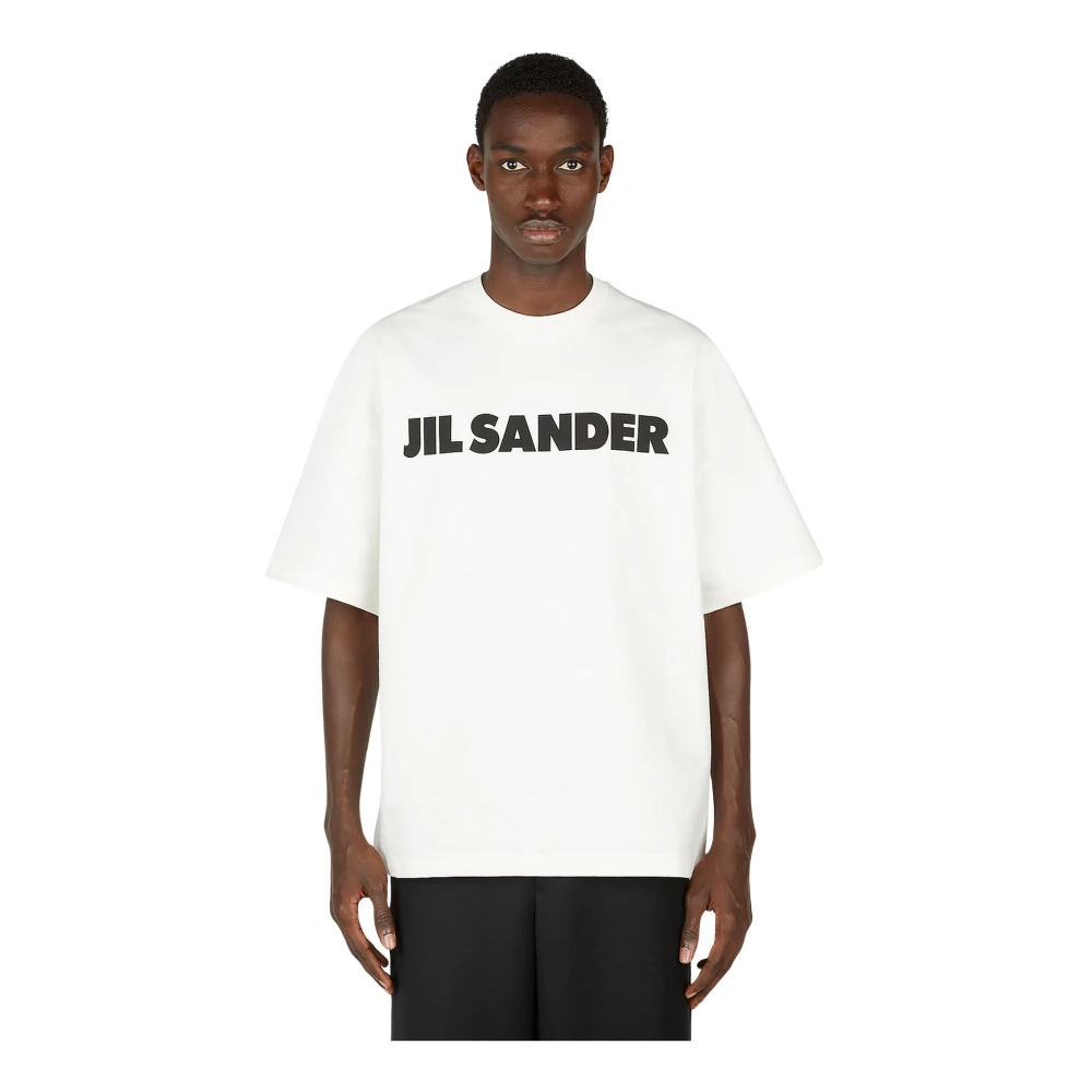 Jil Sander Men's White T-Shirts, Xl, Logo Print T-Shirt
