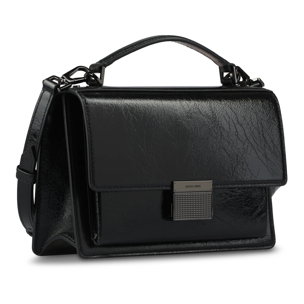 Golden Goose Glanzende Golvende Leren Venezia Tas Black Dames