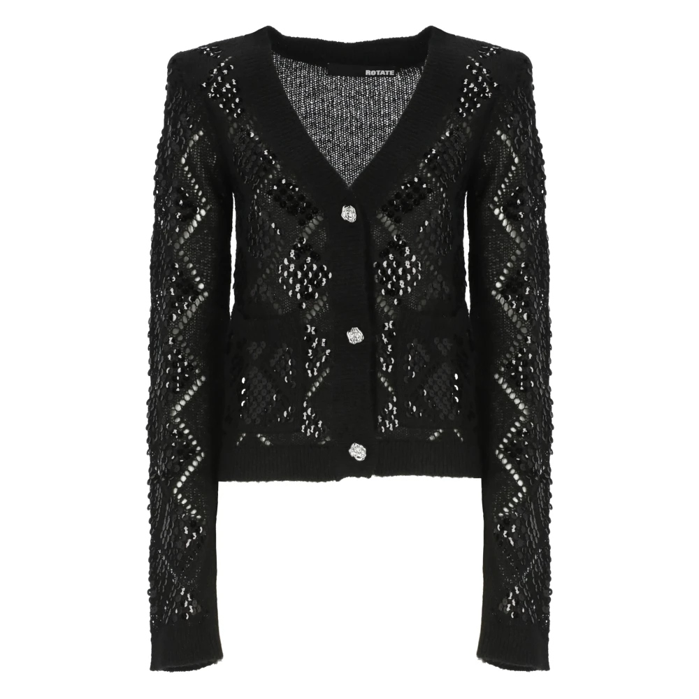 Rotate Birger Christensen V-hals Cardigan met Pailletten Black Dames