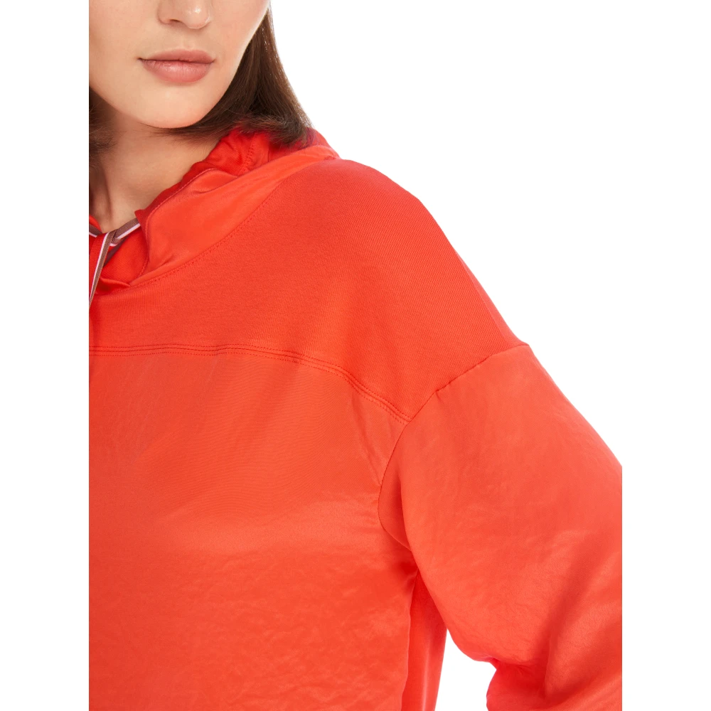 Marc Cain Materialmix Blouse met Schalkraag Orange Dames