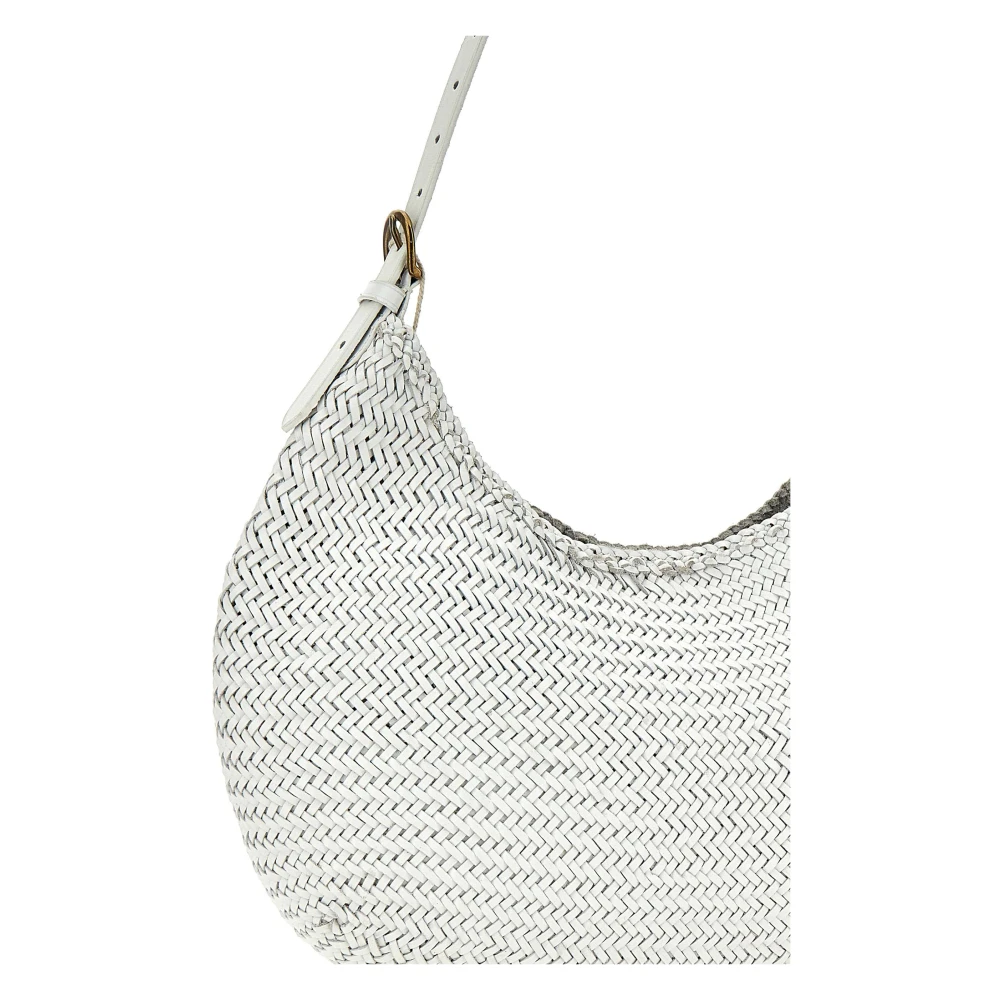 Dragon Diffusion Witte leren schoudertas Luna Mezza White Dames