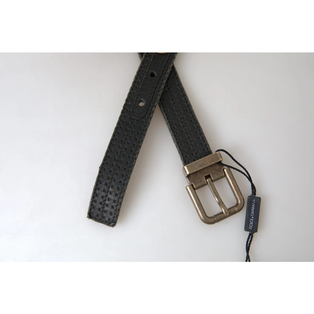 Dolce & Gabbana Geperforeerde Leren Riem met Gouden Gesp Black Heren