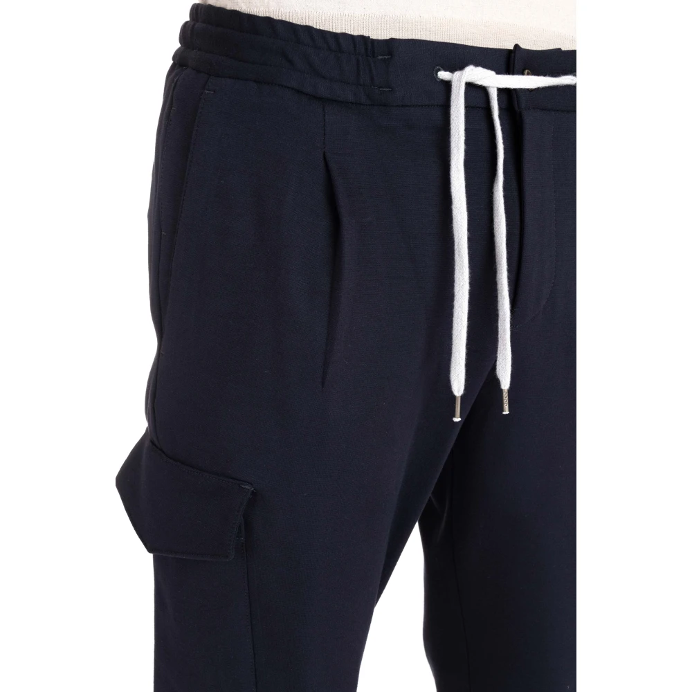 PT Torino Blauwe Cargo Broek Elastische Taille Blue Heren