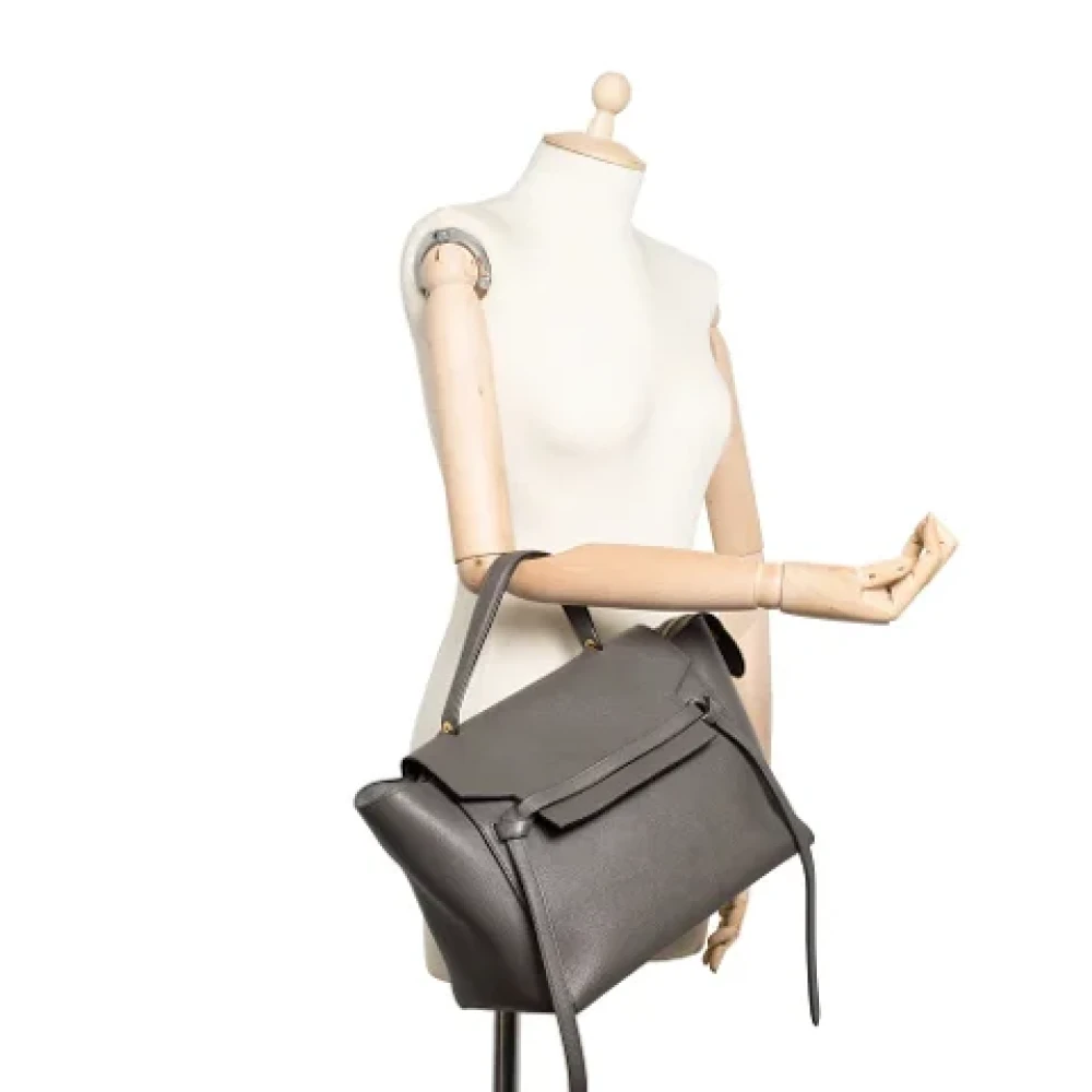 Celine Vintage Pre-owned Leather celine-bags Gray Dames