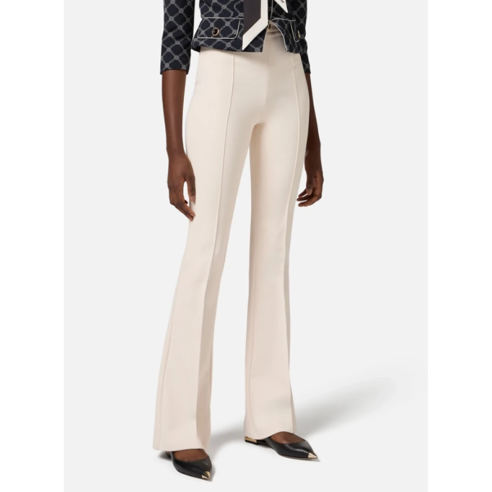 Elisabetta Franchi Gouden Flared Crêpe Broek Beige Dames