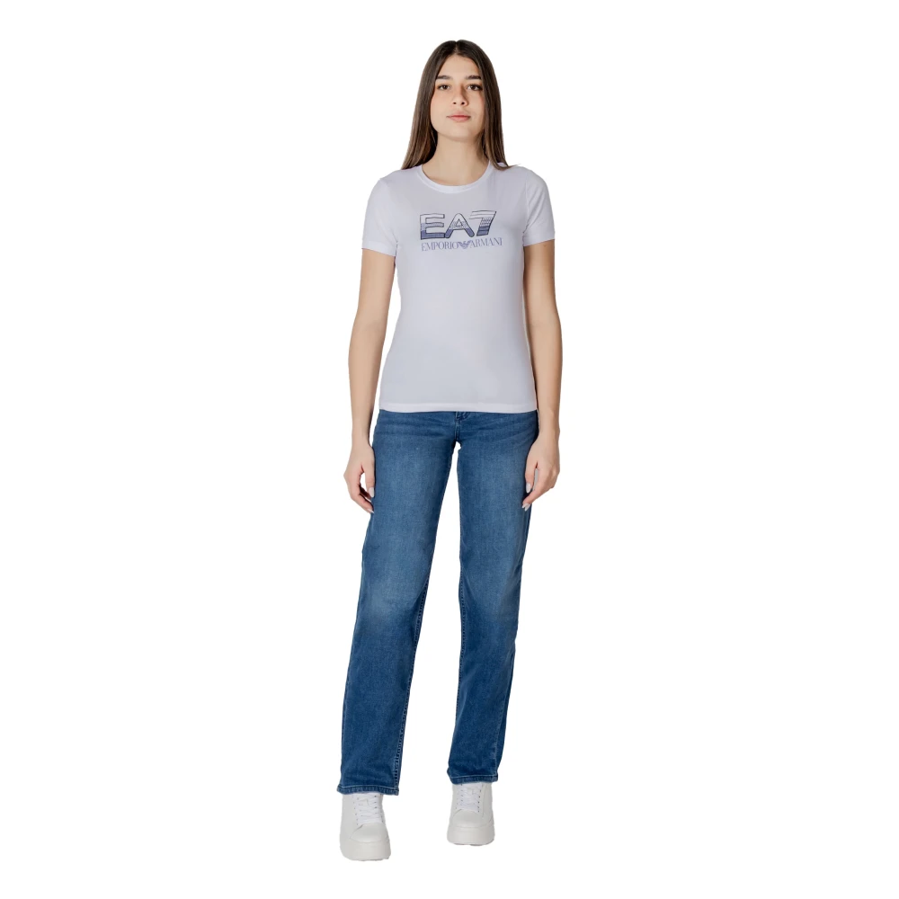 Emporio Armani EA7 Korte mouwen katoenen T-shirt collectie White Dames