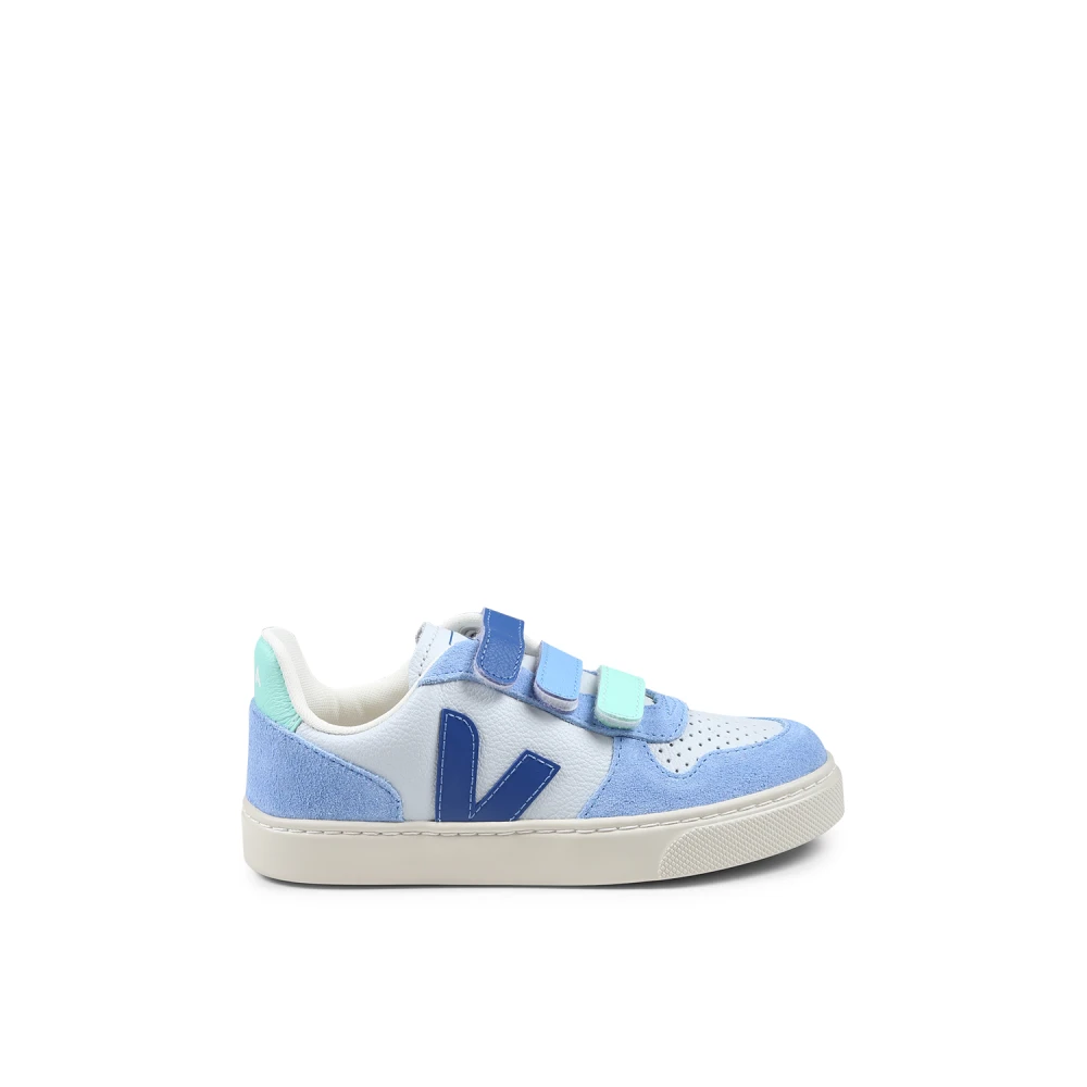 Veja Unisex Kids Blue Kids Sneakers, 21 Eu, V-10 Leather Multico Indigo Trainers