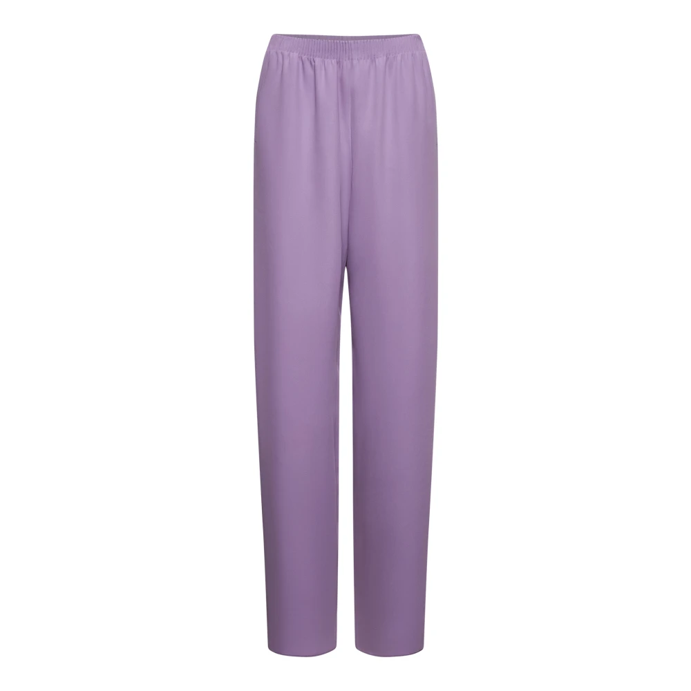 Valentino Zijden Straight Leg Broek in Zacht Wisteria Purple Dames