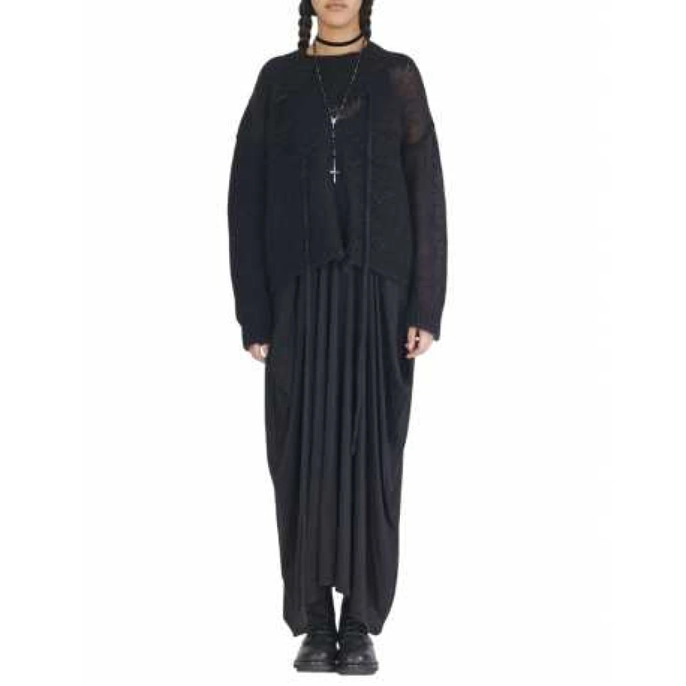 Isabel Benenato Zwarte Ronde Hals Trui met Open Patch Black Dames
