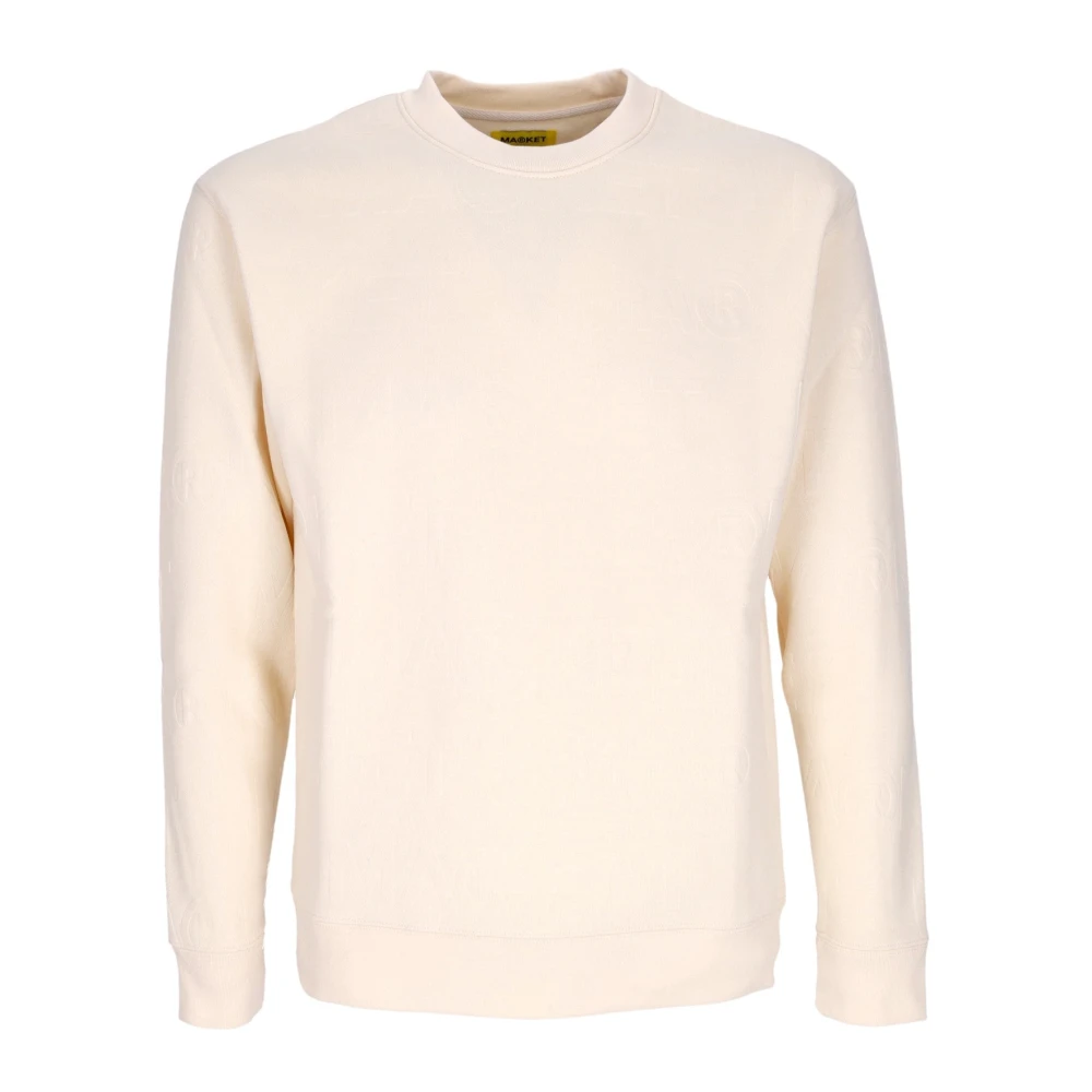 Market Reliëfprint Crewneck Sweatshirt Fleece Beige Heren