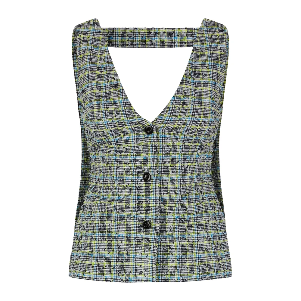 Stine Goya Multicolor Waistcoats, Female, M, Plaid Sleeveless Vest
