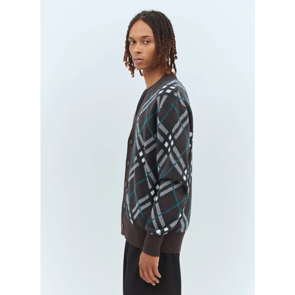 Burberry Geruite Wollen Vest Gray Heren