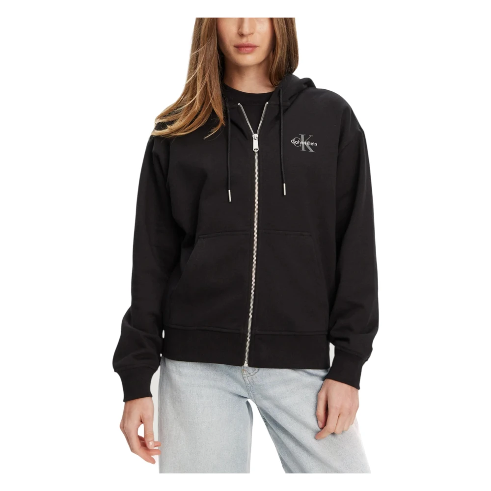 Calvin Klein Jeans Women's Black Zip-Throughs, M, Zip-Through Hoodie