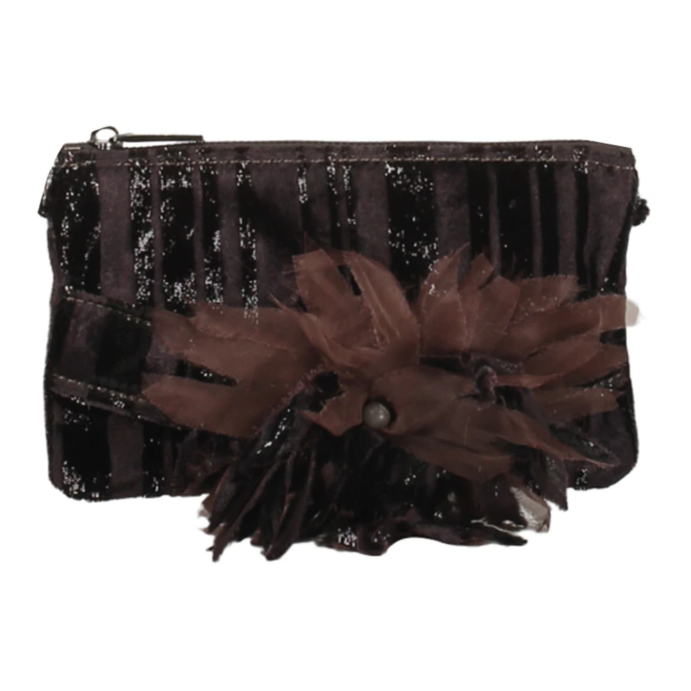 Lorena Antoniazzi Velvet clutch met bloemenapplicatie Brown Dames