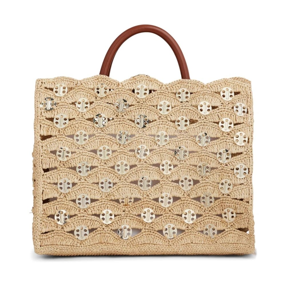 Rabanne Women's Beige Raffia Handbag - Shopping Bags - One Size - Bags