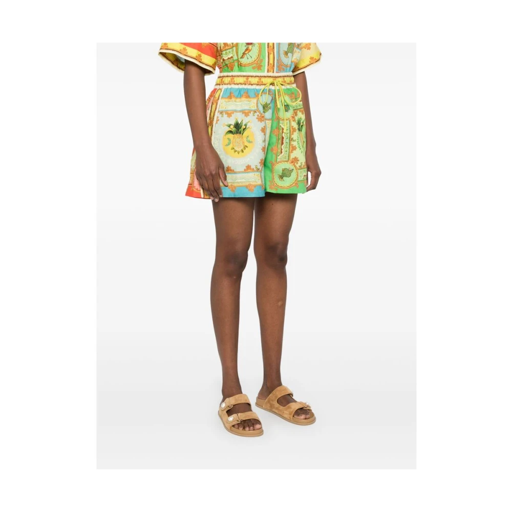 Alemais Kleur-Blok Linnen Shorts met Grafische Print Multicolor Dames