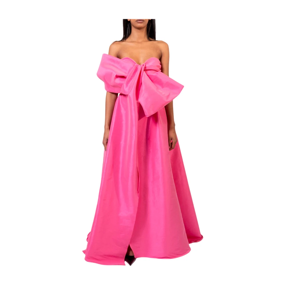 Doris S Women's Pink Gowns, S, Fuchsia Long Dress With Side Slit