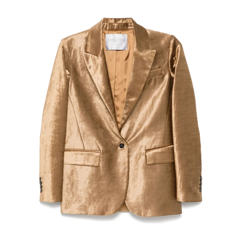 Forte Fluwelen Blazer met Vloeiende Plooien Yellow Dames