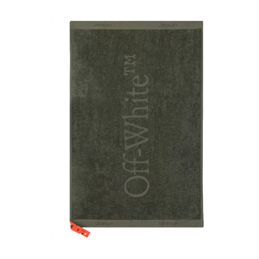 Off White Logo Jacquard Bomullsduschhandduk Green, Dam