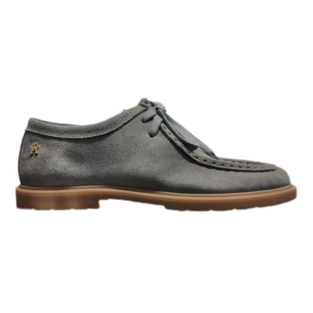Tommy Hilfiger Women's Gray Laced Shoes, 3 Uk, Lightweight Suede Derby Shoe